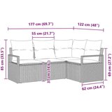  Kavčna garnitura z blazino 4 pcs Črna poli ratan, (5000138182) | Shoptok.si