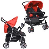 vidaXL Otroški voziček za dvojčke jeklen rdeč in črn - - Rdeča - 15.4 - 2025- | Shoptok.si