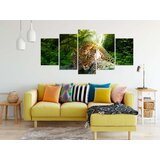  Slika - Leopard Lying (5 Parts) Wide Green 200x100 | shoptok.hr