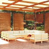 Maison Chic Seti vrtnega pohištva - Vrtna garnitura - Vrtni pohištvo set 13-delna s krem blazinami borovina, (21811165) | Shoptok.si