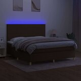  Box spring postelja z vzmetnico LED temno rjava 160x200cm blago, (20896492) | Shoptok.si
