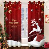 NIKCORP Božične zatemnitvene zavese Severni jelen rdeče 140 x 225 cm, komplet 2 kosa, toplotno izolacijske neprosojne z obročki, 5 cm obroček, 100% polie, (5000248133) | Shoptok.si