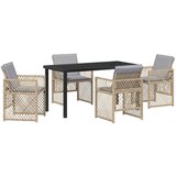 vidaXL 5-dijelni vrtni blagovaonski set s jastučićima bež poly ratan, vrtni stol crna 140x80x73 cm kaljeno staklo Cijene