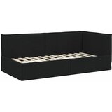  Kutni okvir kreveta s uzglavljem Crna 100 x 200 cm tkanina | shoptok.hr