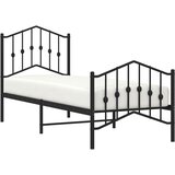 Metalni okvir kreveta s uzglavljem i podnožjem crni 75 x 190 cm | shoptok.hr