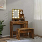  Set toaletnog stolića LED boja hrasta od konstruiranog drva Smeđa 86.5 x 35 x 136 cm | shoptok.hr