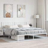  The Living Store Kovinski posteljni okvir z vzglavjem bel 183x213 cm - Kovinski Posteljni Okvir, (21449101) Cene