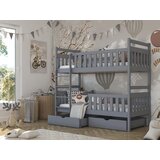 Molarem Home Drveni dječji krevet na kat Monika s ladicom - grafit - 190x90 cm - Madrac PE pjena 8 cm-spužvasti madrac | shoptok.hr