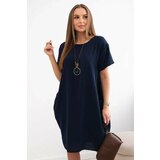 Kesi Women's dress with pockets and pendant - navy blue cene