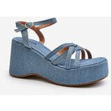Kesi Blue sandals on the Oporia platform and on the wedge Cene