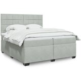 vidaXL Box spring postelja z vzmetnico svetlo siva 200x200 cm žamet Cene