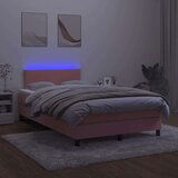  Krevet box spring s madracem LED ružičasti 120x190cm baršunasti | shoptok.hr