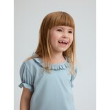 Reserved Pamučna majica kratkih rukava s volanima - svjetloplavo | shoptok.hr