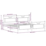 Metalni Kovinski posteljni okvir brez vzmetnice dimljen hrast 193x203cm, (21829666) | Shoptok.si