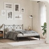 Maison Chic Kovinski Posteljni okvir - Dvoposteljna postelja - Zakonska postelja z vzglavjem črn 140x200 cm, (21692949) | Shoptok.si