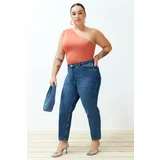 Trendyol Curve Blue High Waist Mom Fit Jeans