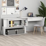 vidaXL Kutni radni stol visoki sjaj bijeli 200 x 50 x 76 cm od iverice Cijene
