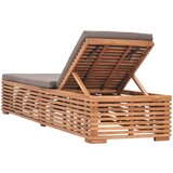  Ležalnik s temno sivo blazino trdna tikovina | Shoptok.si