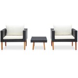 Maison Chic Seti vrtnega pohištva - Vrtna garnitura - Vrtni pohištvo set z blazinami 3-delna poli ratan črna, (21798760) | Shoptok.si