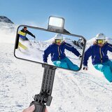 hoco. aluminijski selfie stick s LED svjetlom i bluetooth daljinskim K15 crni | shoptok.hr