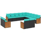  Vrtni set s jastucima, 13 dijelova, crni poliratan | shoptok.hr