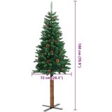  Tanko božićno drvce s pravim drvom i šiškama zeleno 180 cm PVC | shoptok.hr