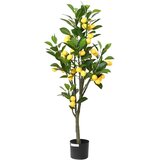 vidaXL Umetno limonovo drevo 136 listov 120 cm zelena | Shoptok.si