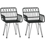  Vrtne stolice 2 kom s naslonom za ruke crne 56x64x80cm PE ratan | shoptok.hr