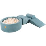 MeowBaby Foam Playground 3-delni komplet za igranje iz pene z okroglim bazenom, 200 žog, estetsko, velvet, turkizna: biserno bela, (21333734) | Shoptok.si