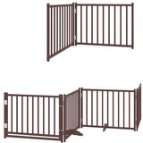  Vrata za pse s vratašcima 8 panela sklopiva 640 cm drvo topole Smeđa 80 x 60 x 2 cm | shoptok.hr