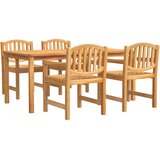  5-dijelni vrtni blagovaonski set od masivne tikovine Smeđa Dužina stola 180 cm | shoptok.hr