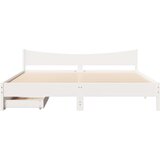 vidaXL Posteljni okvir s predali bel 200x200 cm trdna borovina, (21321747) | Shoptok.si