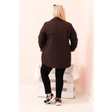 Kesi Włoski Plus Size women's quilted jacket with collar and button brown | shoptok.hr