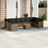 Maison Chic Seti vrtnega pohištva - Vrtna garnitura - Vrtni pohištvo set 11-delna z blazinami siv poli ratan, (21809068) | Shoptok.si