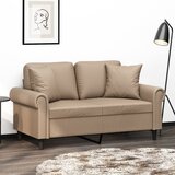 vidaXL Kavč dvosed z okrasnimi blazinami kapučino 120 cm umetno usnje Cene