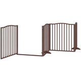 vidaXL Ograda za pse z vrati zložljiva 6 panelov rjava 480 cm les | Shoptok.si