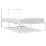 Maison Chic Kovinski Posteljni okvir - Enojna postelja - Postelja za odrasle z vzglavjem bel 100x200 cm, (21694295) Cene