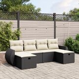 Maison Chic Seti vrtnega pohištva - Vrtna garnitura - Vrtni pohištvo set 6-delna z blazinami črna poli ratan, (21806090) | Shoptok.si