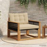  Set vanjskih sofa Čvrsto drvo akacije i Textilene Prirodna - Prirodno i bež Crno užad | shoptok.hr