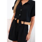 Kesi Women's muslin set with tied shirt and belted shorts black | shoptok.hr