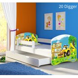  Dječji krevet ACMA s motivom, bočna bijela + ladica 180x80 cm 20 Digger | shoptok.hr