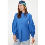 Trendyol Navy Blue Comfortable Fit Cotton Woven Tunic Shirt Cene