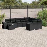 vidaXL 10-dijelni set vrtnih sofa s jastucima crni od poliratana | shoptok.hr
