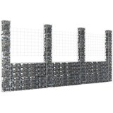vidaXL Gabionska košara U-oblika s 4 stupa 380 x 20 x 200 cm željezna | shoptok.hr