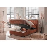 MID.YOU POSTELJA Z VZMETNICO 140 cm x 200 cm , tekstil, leseni material barve konjaka | Shoptok.si