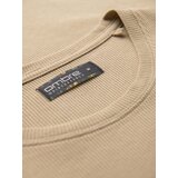 Ombre Men's waffle-textured T-shirt with round neckline - sand | Shoptok.si