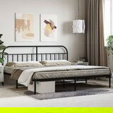Maison Chic Kovinski Posteljni okvir - Dvoposteljna postelja - Zakonska postelja z vzglavjem črn 193x203 cm, (21693801) | Shoptok.si