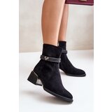 Kesi Insulated women's ankle boots on a low heel with decorative straps D&A black Cijene