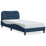 Maison Chic Posteljni okvir - Enojna postelja - Postelja za odrasle z LED brez vzmetnice Modra 90x200 cm Tkanina, (21696914) | Shoptok.si