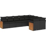  9-dijelni set vrtnih sofa s jastucima crni od poliratana | shoptok.hr